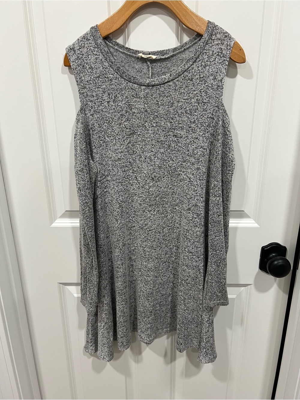 Gray Cold-Shoulder Knit Dress